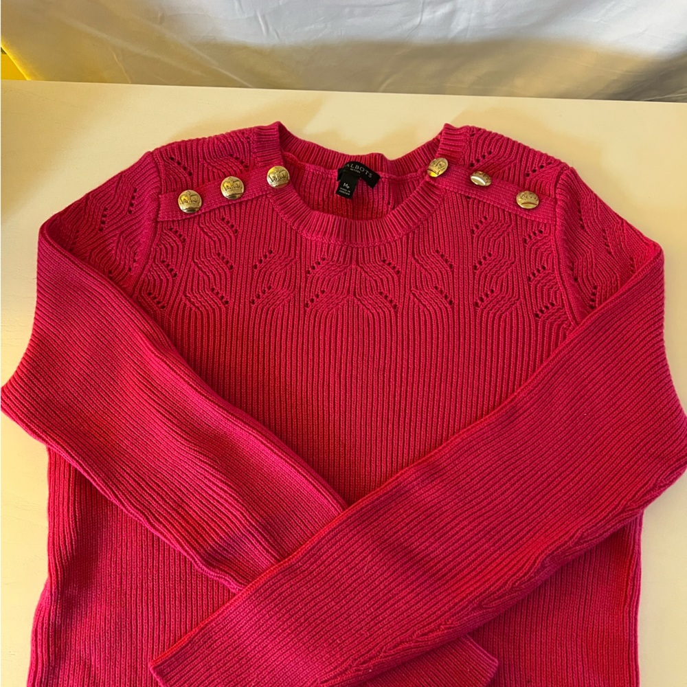 Talbots cotton fuchsia pullover sweater PM